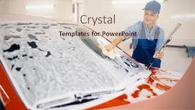  Presentation with windshield - Theme having female-washer-wipes-the-automobile background and a lemonade colored foreground