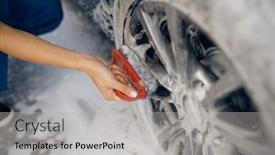  Presentation with car wash - Slide set enhanced with female-washer-with-brush-cleans background and a light gray colored foreground