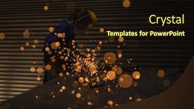  Presentation with welding - Beautiful presentation featuring female-welder-using-welding-torch backdrop and a wine colored foreground