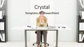  Presentation with female office graphics - Slides having female with blueprints sitting behind background and a sky blue colored foreground