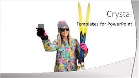  Presentation with skiing - Beautiful slide deck featuring female-with-skiing-equipment-holding backdrop and a white colored foreground