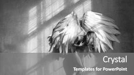  Presentation with angel wings - Audience pleasing slide set consisting of female with wings posing backdrop and a gray colored foreground