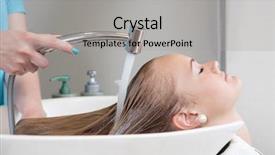  Presentation with hair salon - Colorful slide deck enhanced with female woman having her hair backdrop and a light gray colored foreground