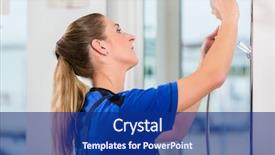  Presentation with quality control - Presentation design consisting of showroom of a modern sanitary background and a navy blue colored foreground