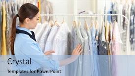  Presentation with salon - Presentation with female worker in dry-cleaning background and a light blue colored foreground