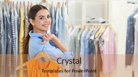  Presentation with dry cleaning - Cool new presentation theme with female worker in dry-cleaning backdrop and a gold colored foreground