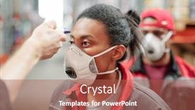  Presentation with temperature - Theme with female-worker-of-large-warehouse background and a red colored foreground