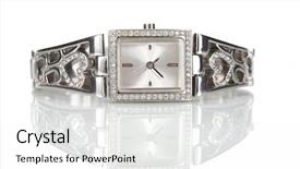  Presentation with diamonds - Presentation theme consisting of female wrist watch with diamonds background and a white colored foreground