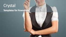  Presentation with writing - Beautiful slides featuring female-writing-something-on-glass backdrop and a gray colored foreground