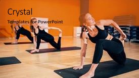  Presentation with group training - Colorful presentation enhanced with female yoga group training backdrop and a  colored foreground