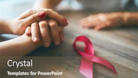  Presentation with pink ribbon hands - Cool new PPT theme with survivor - females hands top view close backdrop and a tawny brown colored foreground