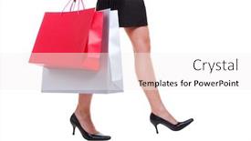  Presentation with females - Amazing PPT theme having females legs and colourful shopping bags isolated on white background backdrop and a white colored foreground
