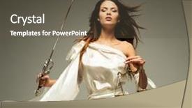  Presentation with justice goddess - Slide set consisting of femida goddess of justice background and a tawny brown colored foreground