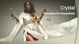  Presentation with justice goddess - Audience pleasing PPT layouts consisting of femida goddess of justice backdrop and a dark gray colored foreground