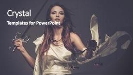  Presentation with justice goddess - Audience pleasing PPT layouts consisting of femida goddess of justice backdrop and a dark gray colored foreground