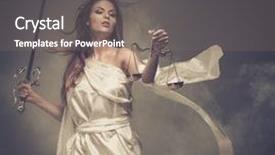  Presentation with justice goddess - Beautiful slide deck featuring femida goddess of justice backdrop and a gray colored foreground