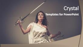  Presentation with justice goddess - Colorful PPT layouts enhanced with femida goddess of justice backdrop and a dark gray colored foreground