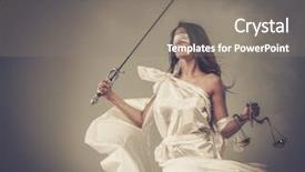  Presentation with justice goddess - Audience pleasing PPT theme consisting of femida goddess of justice backdrop and a gray colored foreground