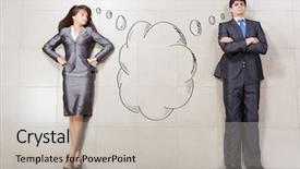  Presentation with funny - PPT layouts enhanced with feminim symbol - funny businessman and woman lying background and a light gray colored foreground