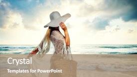  Presentation with classy - Slide deck with feminin chic - classy young woman relaxing background and a  colored foreground