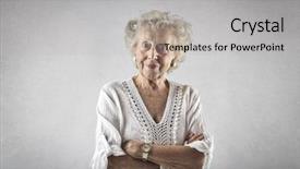  Presentation with classy - Slides having feminin chic - portrait of classy elderly lady background and a light gray colored foreground