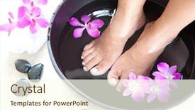  Presentation with orchids - Cool new PPT theme with feminine feet in foot spa backdrop and a cream colored foreground
