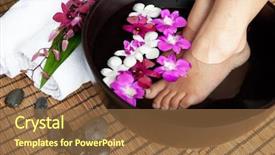  Presentation with feminine - Slides consisting of feminine feet in orchid spa background and a tawny brown colored foreground