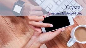  Presentation with hot chocolate - Audience pleasing slide deck consisting of feminine-hands-with-smartwatch-using backdrop and a  colored foreground