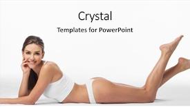  Presentation with happiness - Presentation theme enhanced with feminine health - attractive young woman in underwear background and a white colored foreground