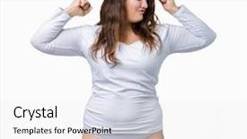  Presentation with fitness - Beautiful PPT theme featuring feminine health - beautiful plus size young overwight backdrop and a white colored foreground