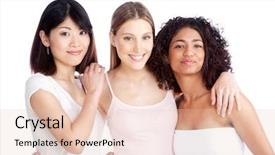  Presentation with group - Colorful PPT theme enhanced with feminine health - multiethnic group of young woman backdrop and a lemonade colored foreground