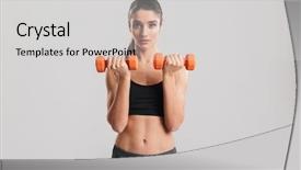  Presentation with sporty - Slide set having feminine health - photo of slim sporty woman background and a light gray colored foreground