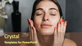  Presentation with beautiful skin - Presentation enhanced with feminine health - photo of young beautiful woman background and a tawny brown colored foreground