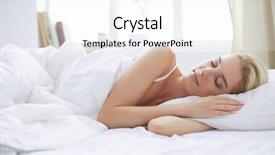  Presentation with torn down buildings - PPT theme having feminine health - pretty woman lying down background and a white colored foreground