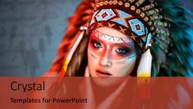  Presentation with american indian - Slide set consisting of feminine indian american woman background and a red colored foreground