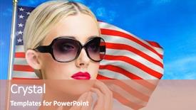  Presentation with american flag and eagle - Cool new slide deck with feminine usa - beautiful woman against american flag backdrop and a  colored foreground