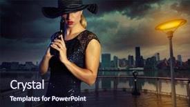  Presentation with gangster - Colorful PPT theme enhanced with feminine usa - blond sexy girl with handgun backdrop and a wine colored foreground