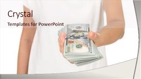  Presentation with background - Colorful presentation theme enhanced with feminine usa - hand with dollars isolated backdrop and a lemonade colored foreground