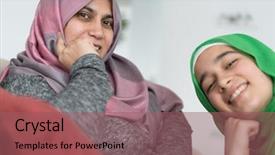  Presentation with daughter mother - Presentation theme enhanced with feminine usa - muslim mother and daughter bonding background and a violet colored foreground