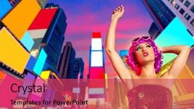  Presentation with times square - Slide set having feminine usa - party girl pink wig dancing background and a red colored foreground