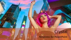  Presentation with times square - Beautiful theme featuring feminine usa - party girl pink wig dancing backdrop and a red colored foreground