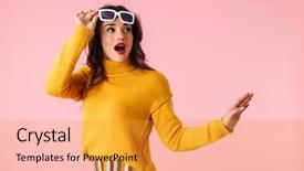  Presentation with ted bundy colorful 3d teeth - Audience pleasing PPT layouts consisting of femininity - beautiful young woman wearing colorful backdrop and a gold colored foreground