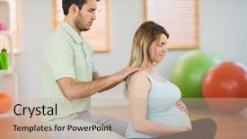  Presentation with pregnant woman - Amazing slide set having femme enceinte - masseur massaging shoulders of pregnant backdrop and a coral colored foreground