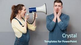  Presentation with medicine pregnant woman - PPT theme with femme enceinte - photo of pregnant screaming woman background and a ocean colored foreground