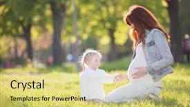  Presentation with pregnant - Audience pleasing slides consisting of femme enceinte - pregnant woman and girl backdrop and a yellow colored foreground