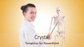  Presentation with skeleton - Presentation design consisting of femur - doctor with skeleton on white background and a lemonade colored foreground