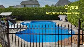  Presentation with swimming pool - Slides with fence - swimming pool background and a tawny brown colored foreground