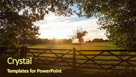  Presentation with tranquil - Beautiful slide deck featuring fence - tranquil view of country farm backdrop and a wine colored foreground