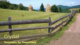  Presentation with romania - Audience pleasing presentation theme consisting of fence and haystack in apuseni mountain romania backdrop and a tawny brown colored foreground