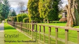  Presentation with privacy - Presentation design enhanced with fence-built-from-wood-outdoor background and a gold colored foreground